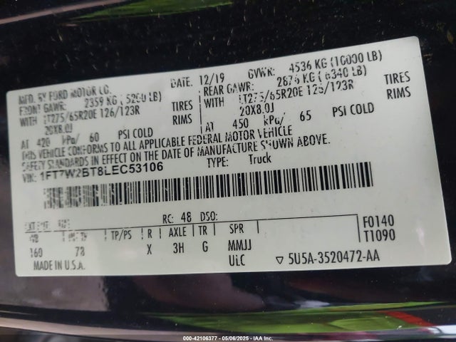 Ford F-250 Platinum 2020 1FT7W2BT8LEC53106 Image 9