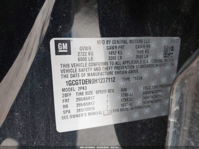 1GCGTDEN0H1237112 Chevrolet Colorado Z71