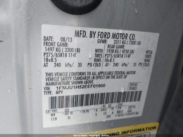 1FMJU1H52EEF01900 Ford Expedition Xlt