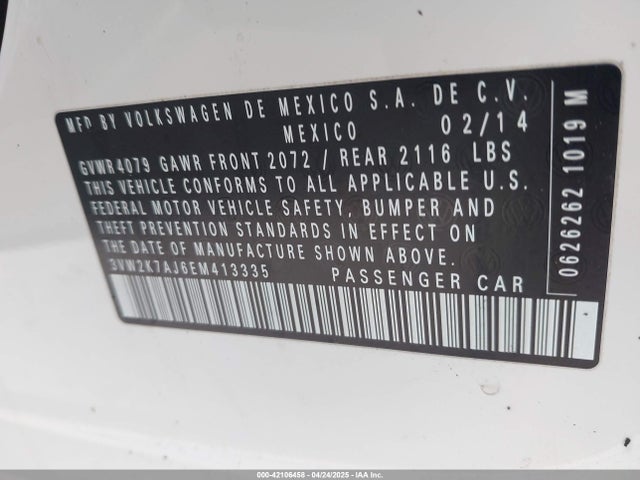 3VW2K7AJ6EM413335 Volkswagen Jetta 2.0l S