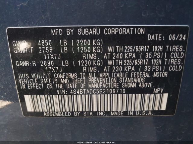 4S4BTADC5S3109710 Subaru Outback Premium