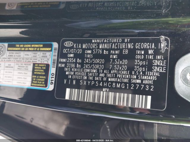 2021 KIA TELLURIDE 5XYP54HC8MG127732 Photo 8