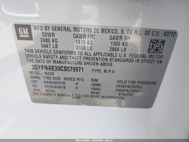 2012 CADILLAC SRX 3GYFNAE39CS579971 Photo 8