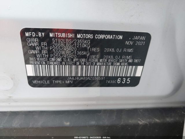 2022 MITSUBISHI OUTLANDER JA4J4UA85NZ036591 Photo 8