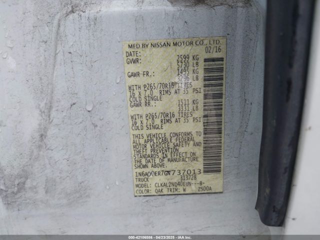 1N6AD0ER7GN737013 Nissan Frontier Desert Runner/s/sl/sv