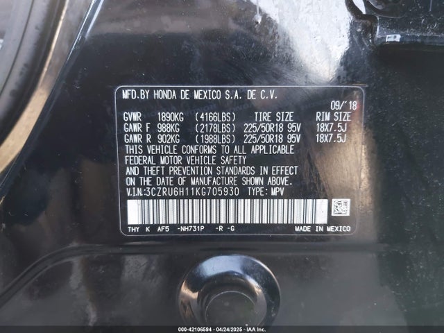3CZRU6H11KG705930 Honda HR-V SPORT