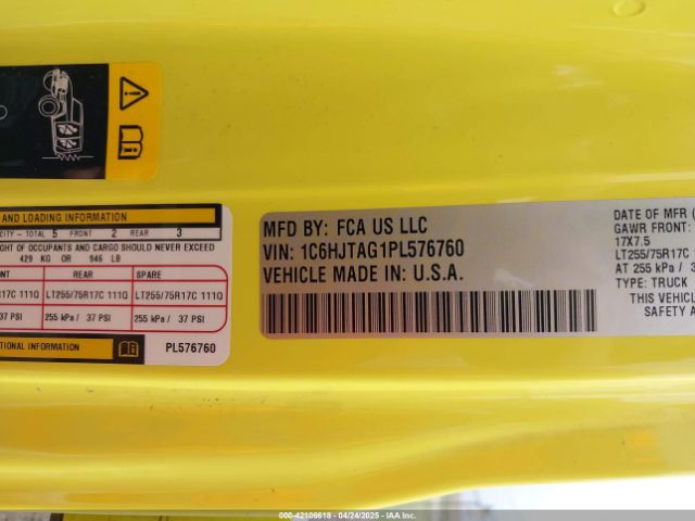 2023 JEEP GLADIATOR 1C6HJTAG1PL576760 Photo 8