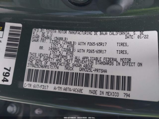 3TMAZ5CN6NM171774 Toyota Tacoma Trd Sport