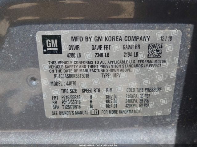 KL4CJASB6KB813018 Buick Encore Fwd Preferred