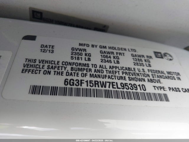 6G3F15RW7EL953910 Chevrolet ls3