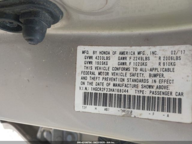 1HGCR2F33HA168044 Honda ACCORD LX