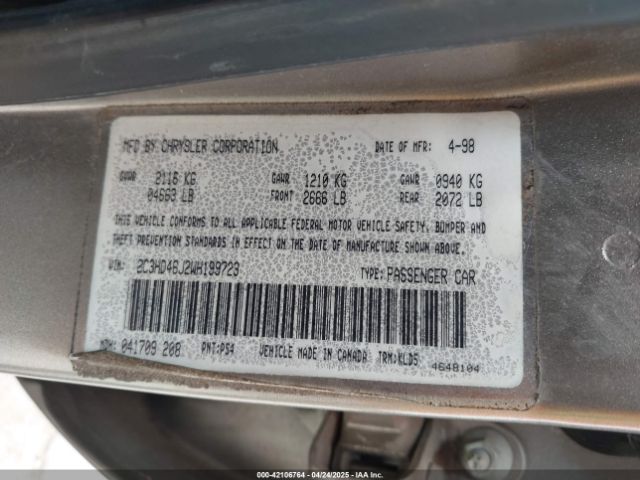 1998 CHRYSLER CONCORDE 2C3HD46J2WH199723 Photo 8