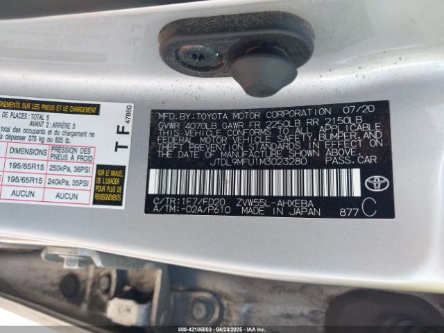 JTDL9MFU1M3023280 Toyota Prius Le Awd-e