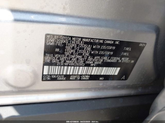 2T3C1RFVXRC293952 Toyota Rav4 Xle Premium
