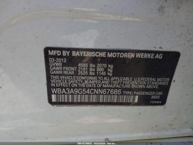 2012 BMW 335I WBA3A9G54CNN67686 Photo 8