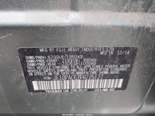 JF1GPAC67FH225127 Subaru Impreza 2.0i Premium