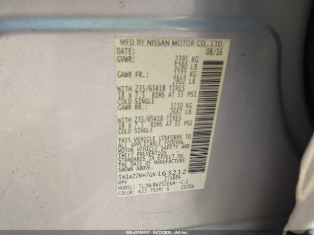 5N1AZ2MH7GN163212 Nissan MURANO SL