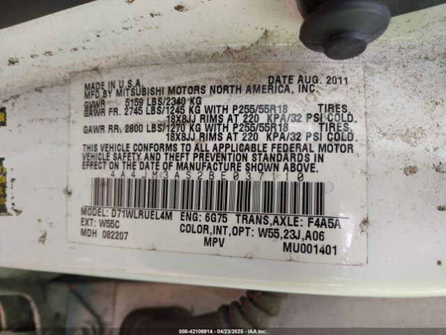 2011 MITSUBISHI ENDEAVOR 4A4JM3AS2BE037110 Photo 8