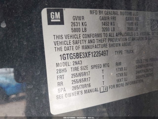 1GTG5BE3XF1226497 GMC CANYON SLE