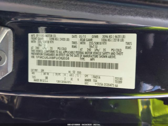 1FMCU0JX8FUC62035 Ford Escape Titanium