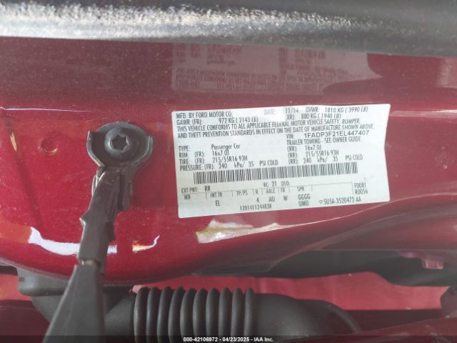 1FADP3F21EL447407 Ford FOCUS SE