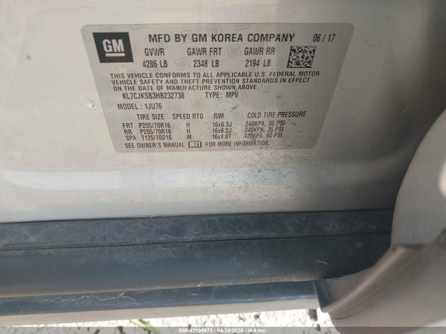 Chevrolet TRAX LS 2017 KL7CJKSB3HB232738 Image 9