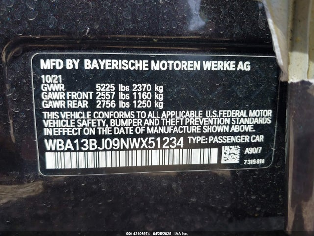 WBA13BJ09NWX51234 BMW 530I