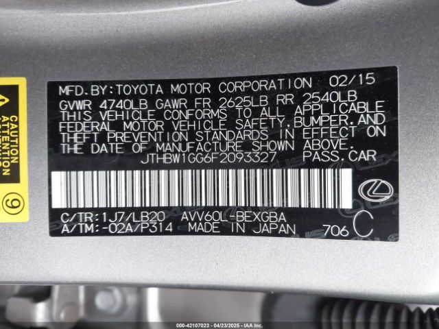 JTHBW1GG6F2093327 Lexus 2ar-fxe, 2jm