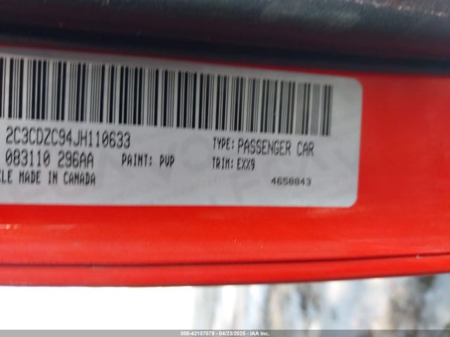 2C3CDZC94JH110633 Dodge Challenger Srt Hellcat
