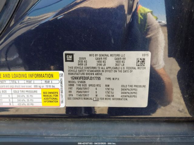 1GNKVFED0FJ317795 Chevrolet Traverse Ls