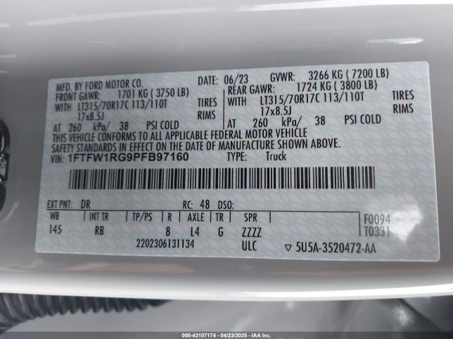 1FTFW1RG9PFB97160 Ford gtdi