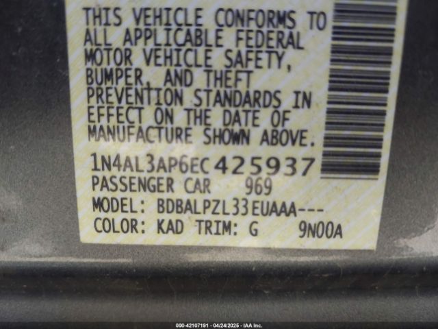 1N4AL3AP6EC425937 Nissan ALTIMA 2.5