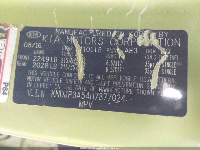KNDJP3A54H7877024 KIA SOUL +