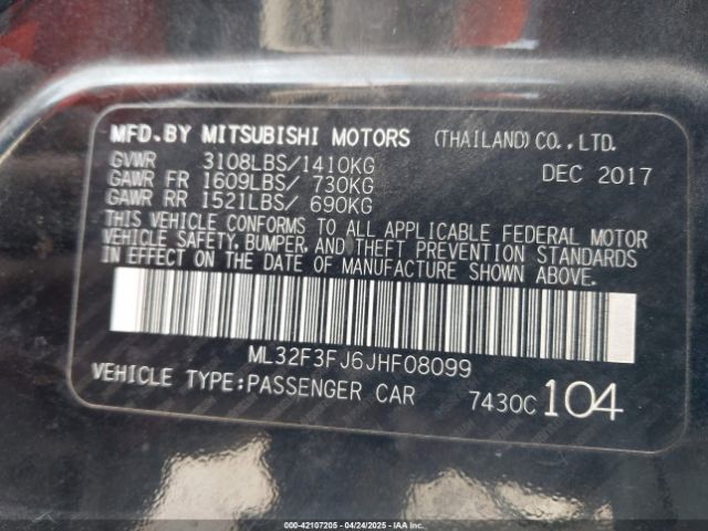 2018 MITSUBISHI MIRAGE G4 ML32F3FJ6JHF08099 Photo 8