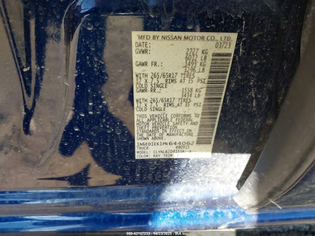 1N6ED1EK1PN644062 Nissan Frontier Sv 4x4
