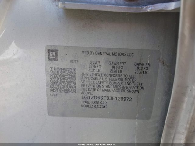 1G1ZD5ST0JF128973 Chevrolet MALIBU LT