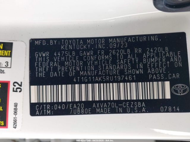 4T1G11AK5RU197461 Toyota CAMRY SE