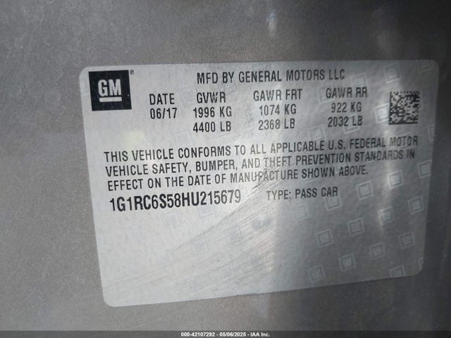1G1RC6S58HU215679 Chevrolet VOLT LT