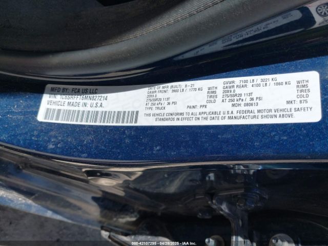 1C6SRFFT6MN827214 RAM 1500 Big Horn  4x4 5'7 Box
