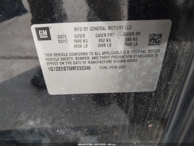 1G1ZE5ST6HF233346 Chevrolet MALIBU 1LT
