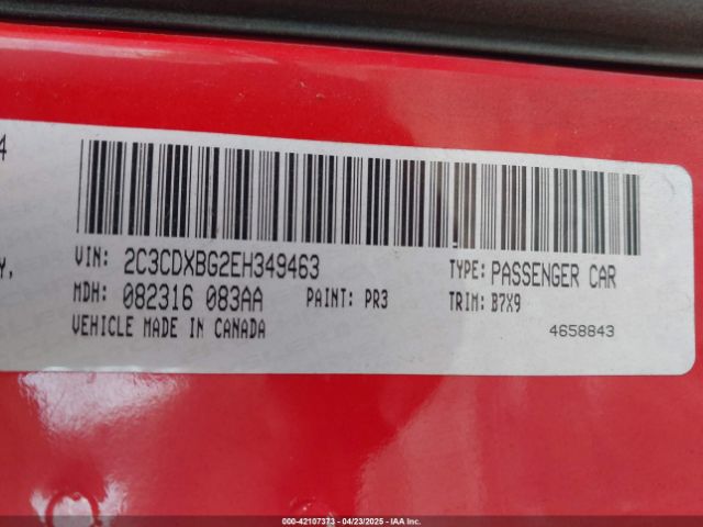 2C3CDXBG2EH349463 Dodge Charger Se