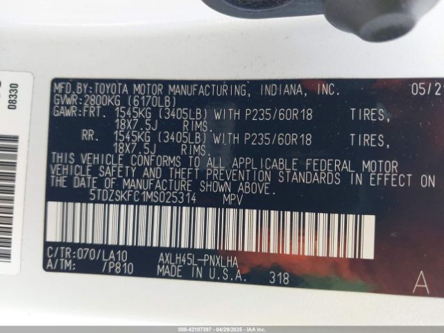 2021 TOYOTA SIENNA 5TDZSKFC1MS025314 Photo 8