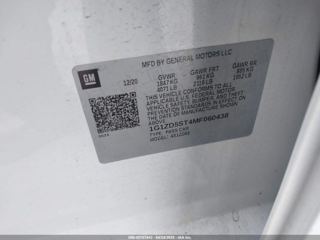 1G1ZD5ST4MF060438 Chevrolet Malibu Fwd Lt