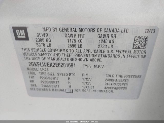 2GKFLWEK2E6201691 GMC Terrain Sle-2