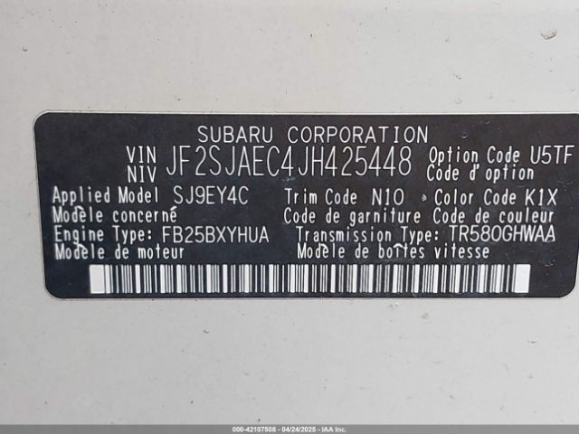 JF2SJAEC4JH425448 Subaru Forester 2.5i Premium