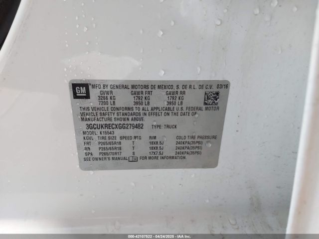3GCUKRECXGG279482 Chevrolet Silverado 1500 2lt