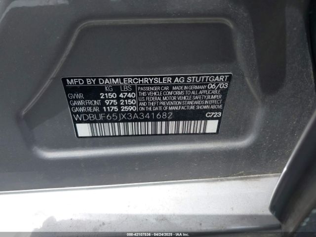 2003 MERCEDES-BENZ E 320 WDBUF65JX3A341682 Photo 8