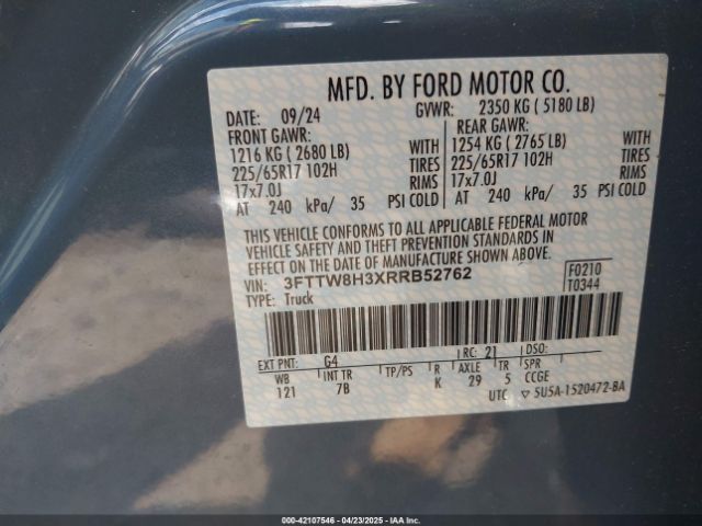 3FTTW8H3XRRB52762 Ford Maverick Xlt