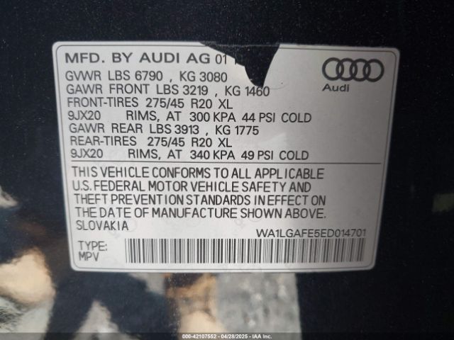 WA1LGAFE5ED014701 Audi Q7 3.0t Premium