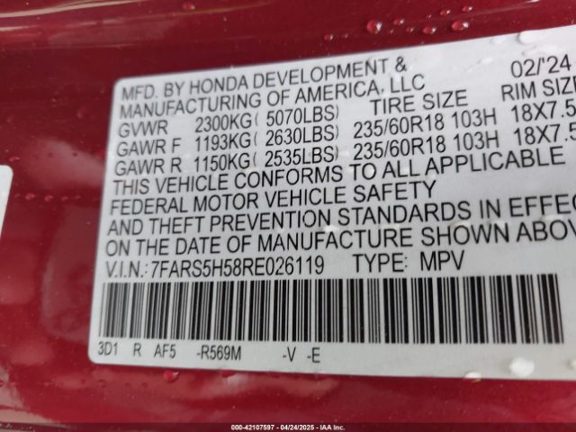 7FARS5H58RE026119 Honda Cr-v Hybrid Sport